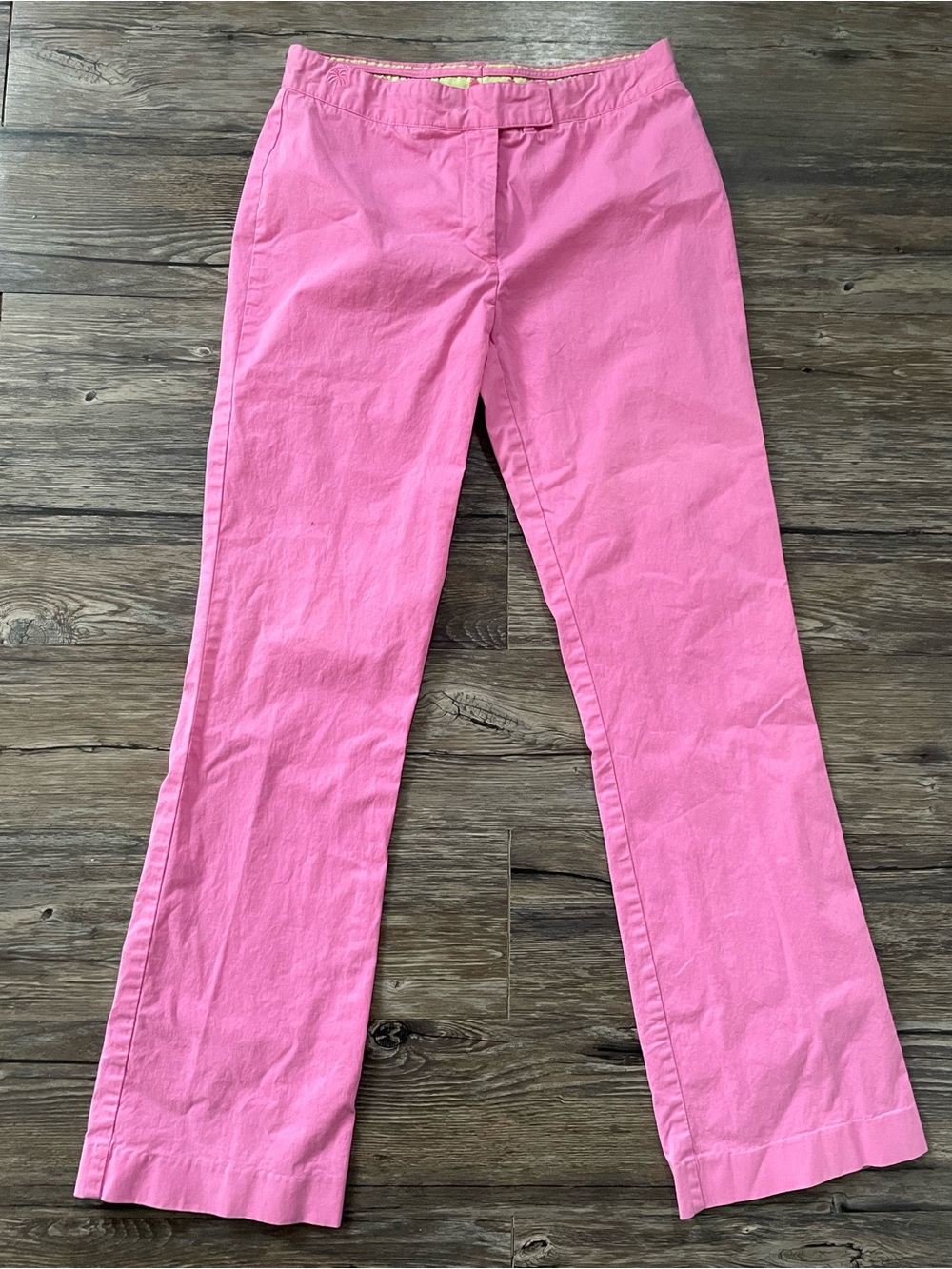 Lilly Pulitzer Pink Palm Trim Pants Size 2 Preppy Coastal